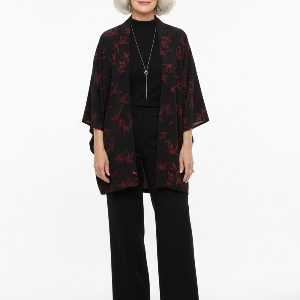 Black and Red Hand Made Kimono Dressing Gown Large Lined
